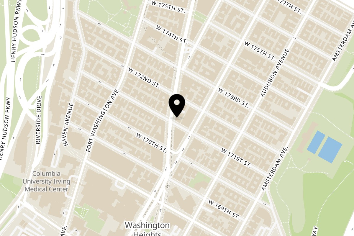 Map showing the location of Aquamarina on 4060 Broadway in New York